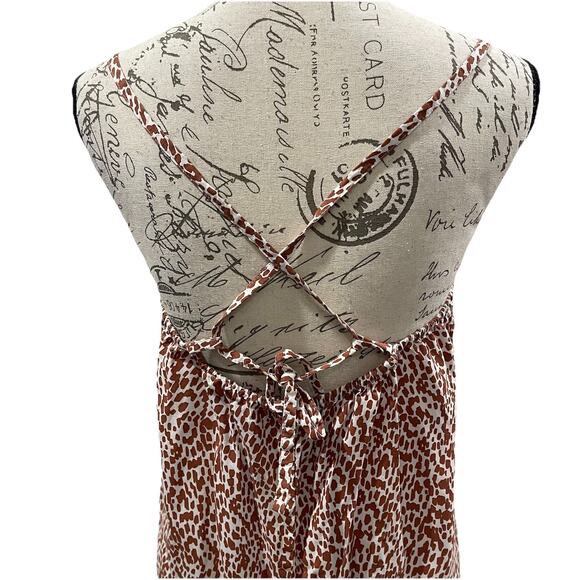 Old Navy Animal Print Tie-Back Slip Maxi Dress Brown Vacation Beach Medium - Picture 7 of 8